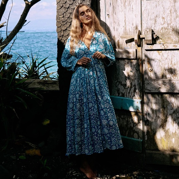 Daughters of India Kyra Midi Dress. Ocean Blue. S. NWT. - Picture 2 of 12